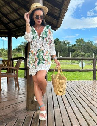 Imagem de Saida De Praia Feminino Boho Bohemia Macrame Algodão 2818