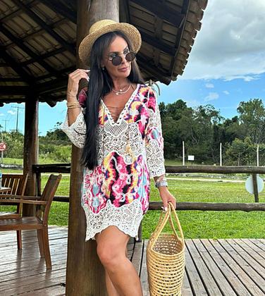 Imagem de Saida De Praia Feminino Boho Bohemia Macrame Algodão 2818