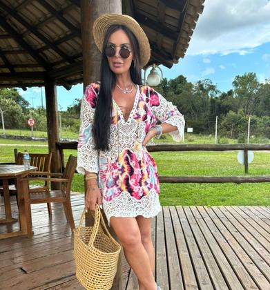 Imagem de Saida De Praia Feminino Boho Bohemia Macrame Algodão 2818