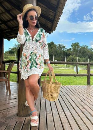 Imagem de Saida De Praia Feminino Boho Bohemia Macrame Algodão 2818