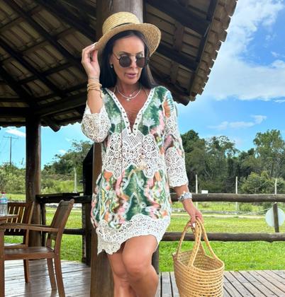 Imagem de Saida De Praia Feminino Boho Bohemia Macrame Algodão 2818