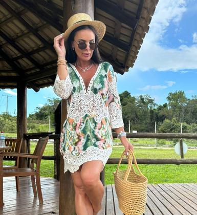 Imagem de Saida De Praia Feminino Boho Bohemia Macrame Algodão 2818