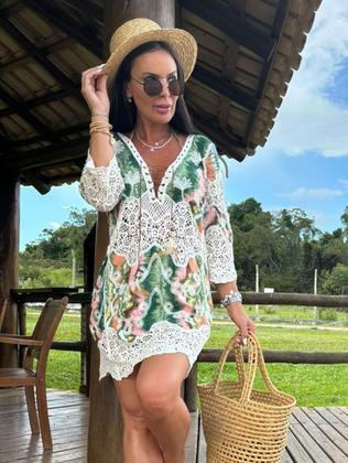 Imagem de Saida De Praia Feminino Boho Bohemia Macrame Algodão 2818