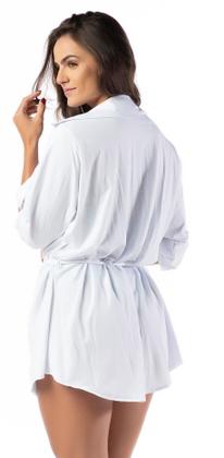 Imagem de Saída De Praia Plus Size Tule Camisa Manga 3/4