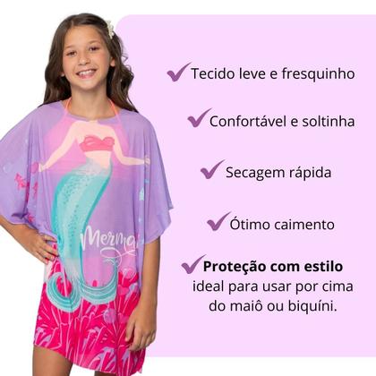 Imagem de Saída De Praia Tule Kimono + Biquíni Liso Menina Infantil