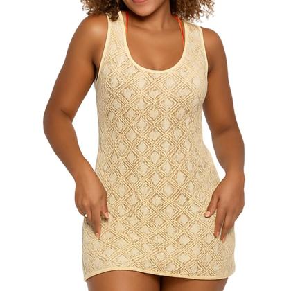 Imagem de Saída de Praia Vestido Curto Crochê Regata Com Alças Em Viés