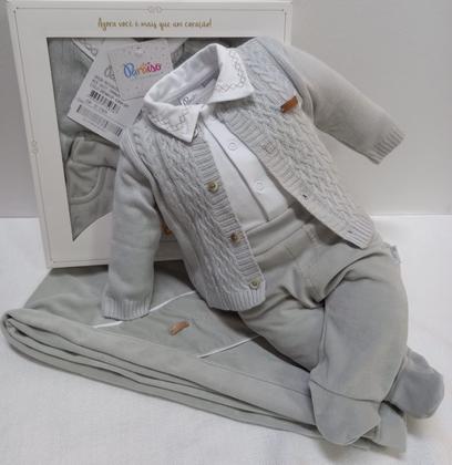 Imagem de Saída Maternidade Bebê Menino 4Pçs Plush Tricô Paraiso 16127