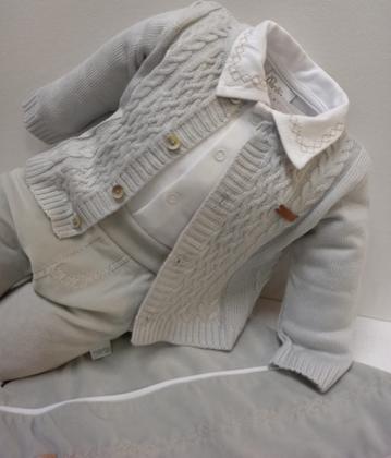 Imagem de Saída Maternidade Bebê Menino 4Pçs Plush Tricô Paraiso 16127