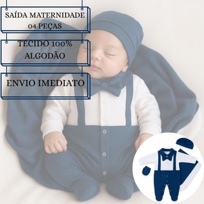 Imagem de Saída Maternidade Kit 04 Peças Heitor Roupas de Bebê Menino