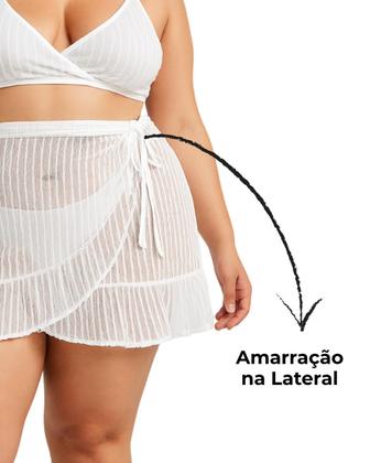 Imagem de Saída Praia Plus Size Saia Amarrar Transparente Feminina Adulto Soltinha Blogueira Biquíni Verão