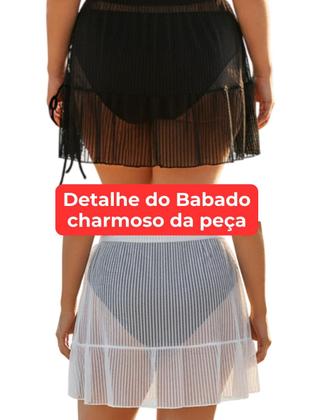Imagem de Saída Praia Plus Size Saia Amarrar Transparente Feminina Adulto Soltinha Blogueira Biquíni Verão