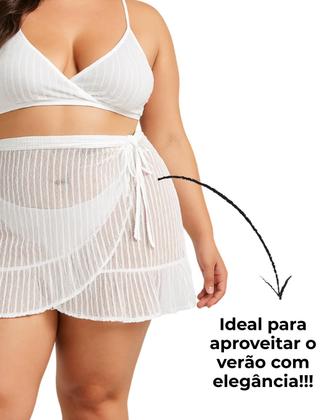 Imagem de Saída Praia Plus Size Saia Amarrar Transparente Feminina Adulto Soltinha Blogueira Biquíni Verão
