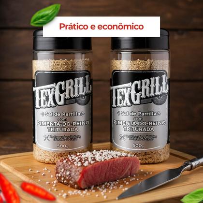 Imagem de Sal de Parrilha Parrilla Pimenta do Reino Texgrill Pote 500g Para Churrasqueiros
