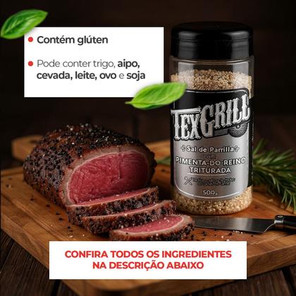 Imagem de Sal de Parrilha Parrilla Pimenta do Reino Texgrill Pote 500g Para Churrasqueiros