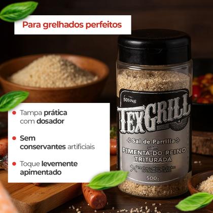 Imagem de Sal de Parrilha Parrilla Pimenta do Reino Texgrill Pote 500g Para Churrasqueiros