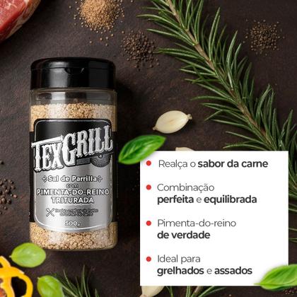 Imagem de Sal de Parrilha Parrilla Pimenta do Reino Texgrill Pote 500g Para Churrasqueiros