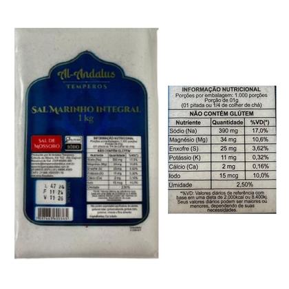 Imagem de Sal marinho integral de mossoró al-andalus 1kg rico minerais