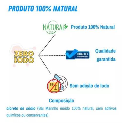Imagem de Sal Marinho Integral Moído Sem Iodo C/ 2 Un 1kg (total 2kg )