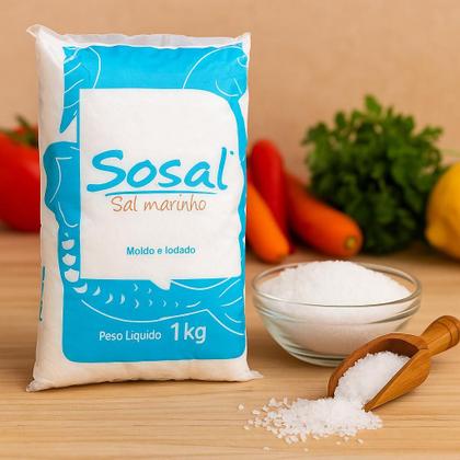 Imagem de Sal Marinho Natural Sosal 1kg  Moído e Iodado  Uso Diário e Culinário