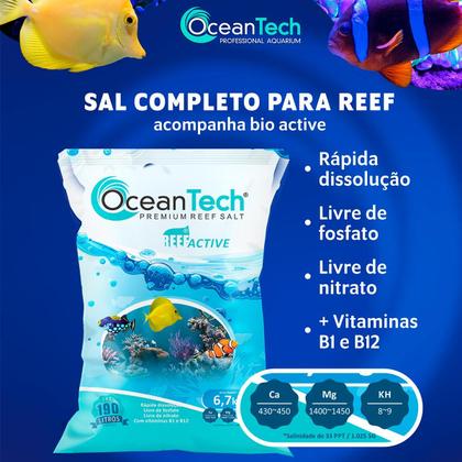Imagem de Sal Marinho Ocean Tech 1kg Reef Active Aquários Água Salgada (Faz 28 L)