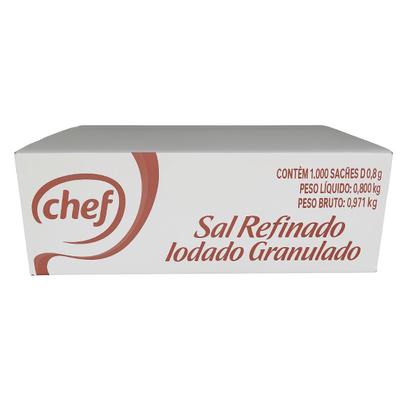 Imagem de Sal Refinado Chef Sachê 0,8g Caixa C/ 1.000 Unidades
