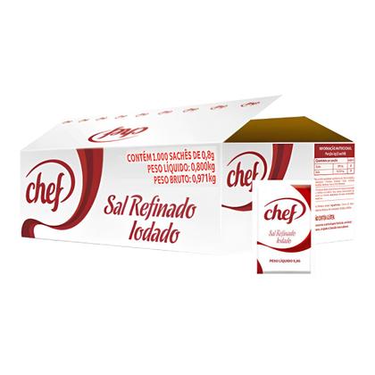 Imagem de Sal Refinado Chef Sachê 0,8g Caixa C/ 1.000 Unidades