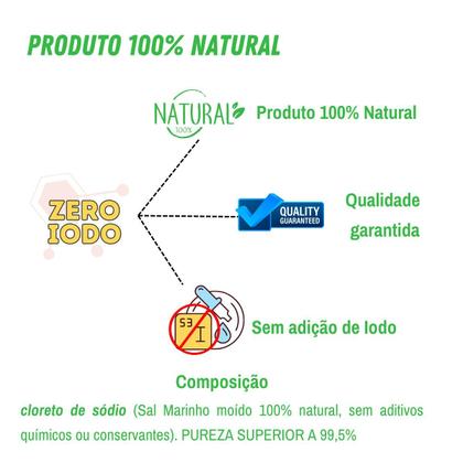 Imagem de Sal Ultrapuro Sem Iodo Moido 1Kg Com Pureza Superior a 99,5%