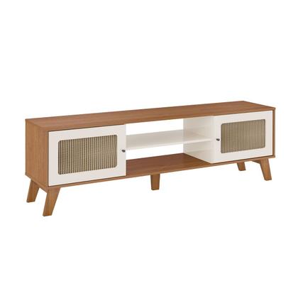 Imagem de Sala de Estar Completa para TV Até 75 Polegadas Charlotte 2 Portas Cinamomo/Off White - Pnr Móveis