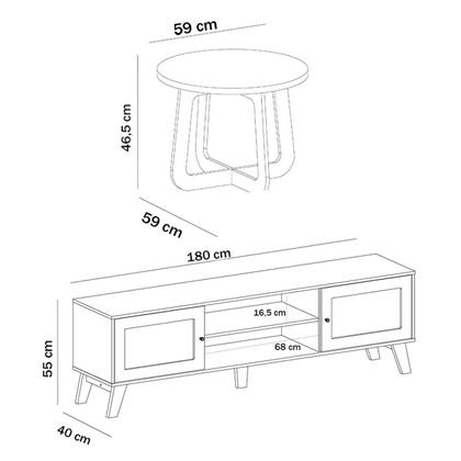 Imagem de Sala de Estar Completa para TV Até 75 Polegadas Charlotte 2 Portas Cinamomo/Off White - Pnr Móveis