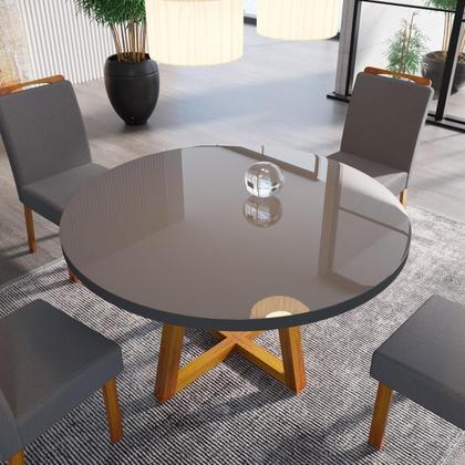 Imagem de Sala de Jantar 110x110 Safira MDF/Vidro 4 Cadeiras Bom Pastor