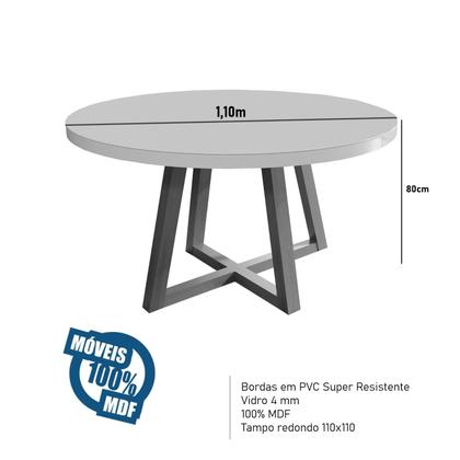 Imagem de Sala de Jantar 110x110 Safira MDF/Vidro 4 Cadeiras Bom Pastor