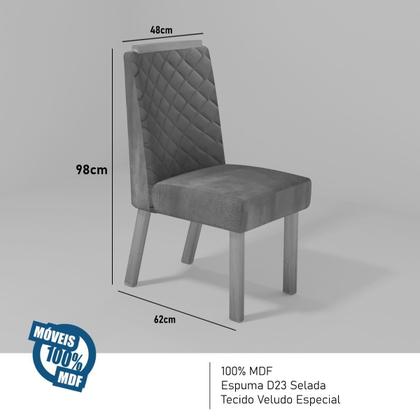Imagem de Sala de Jantar 160x80 Aurora MDF/Vidro 6 Cadeiras Bom Pastor