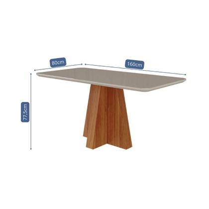 Imagem de Sala De Jantar 160X80Cm Tampo Mdf/Vidro 6 Cadeira Cimol Maitê Cimol Cinamomo/Off/Mad/Linho Bege