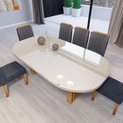 Imagem de Sala de Jantar 196x90 Karen MDF/Vidro 6 Cadeiras Bom Pastor