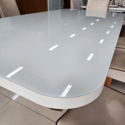 Imagem de Sala de Jantar 220x110 Lottus MDF/Vidro Off 8 Cadeiras Bom Pastor