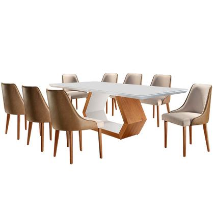 Imagem de Sala de Jantar Ane 220CM 8 Cadeiras Esmeralda Moderna
