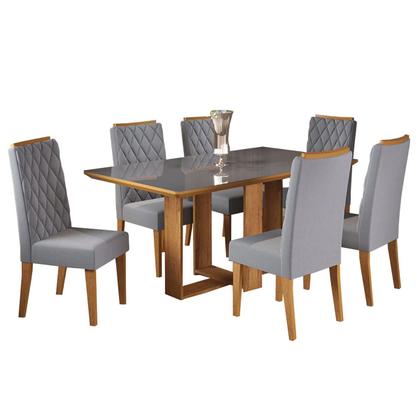 Imagem de Sala de Jantar Castelli C/6 Cad Iza Mel/Cinza/Vd Grafite