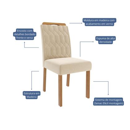 Imagem de Sala de Jantar Com Mesa Oval 2,10m Valentina e 6 Cadeiras Paola Cinamomo/Off White/Madeira/Nude Cimol Móveis