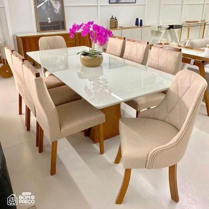 Imagem de Sala de Jantar com Vidro 8 Cadeiras 2,0x1,0m - Lara - Art Salas