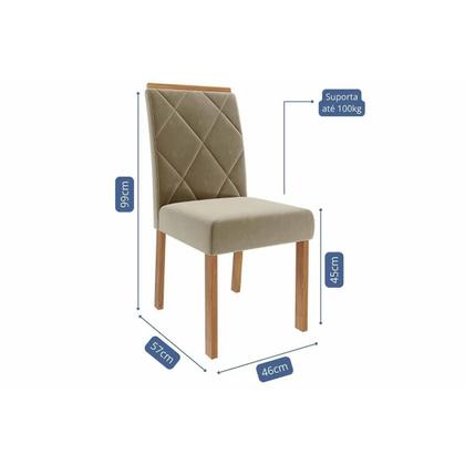 Imagem de Sala de Jantar Completa Ágata Tampo Madeirado c/ Vidro 180x90cm e 6 Cadeiras Fernanda Nature/Off White - Carvalho/Linho Grafite - Cimol