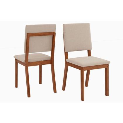 Imagem de Sala de Jantar Completa Celeste Tampo Madeirado c/ Vidro Retangular 160x90cm e 6 Cadeiras Talia Freijo/Off White - Suede Creme - DJ Móveis