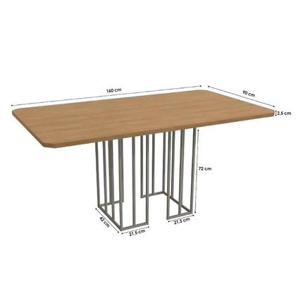 Imagem de Sala de Jantar Completa Duina c/ Tampo de Madeira 160cm e 6 Cadeiras Holanda Niquel/Freijo - Courano Marrom - Kappesberg