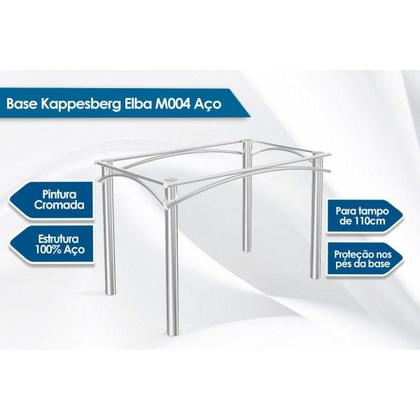 Imagem de Sala de Jantar Completa Elba c/ Tampo Vidro 120cm + 4 Cadeiras Portugal Cromado/Courano Branco - Kappesberg