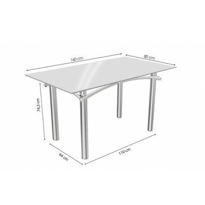 Imagem de Sala de Jantar Completa Elba Tampo Madeirado c/ Vidro 160cm e 6 Cadeiras Florença Cromada/Off White - Courano Capuccino - Kappesberg