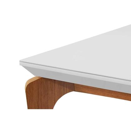 Imagem de Sala de Jantar Completa Londrina c/ Tampo Madeirado c/ Vidro 180x90cm e 6 Cadeiras Dafne Capuccino/Suede Creme - Rufato