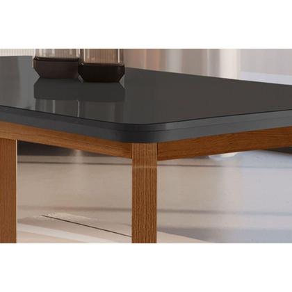 Imagem de Sala de Jantar Completa Londrina Tampo Madeirado c/ Vidro Curvo 120x80 e 4 Cadeiras Amsterdã Imbuia - Veludo Capuccino - Rufato