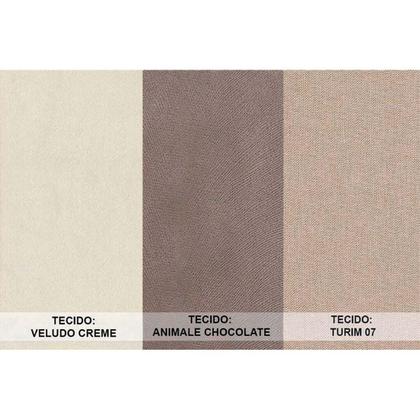 Imagem de Sala de Jantar Completa Londrina Tampo Madeirado c/ Vidro Curvo 180x90cm e 6 Cadeiras Londrina Imbuia - Linho Turim - Rufato