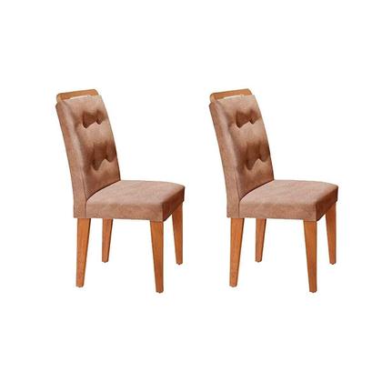 Imagem de Sala de Jantar Completa Luna c/ Tampo Vidro Canto Curvo 180x90cm e 6 cadeiras Imperatriz Imbuia/Grafite - Suede Creme - Rufato