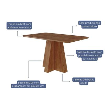 Imagem de Sala de Jantar Completa Maitê Tampo Madeirado 130x80cm e 4 Cadeiras Juliana Cinamomo - Carvalho/Linho Bege - Cimol