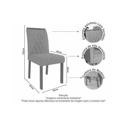 Imagem de Sala de Jantar Completa Maitê Tampo Madeirado 130x80cm e 4 Cadeiras Juliana Cinamomo - Carvalho/Linho Bege - Cimol